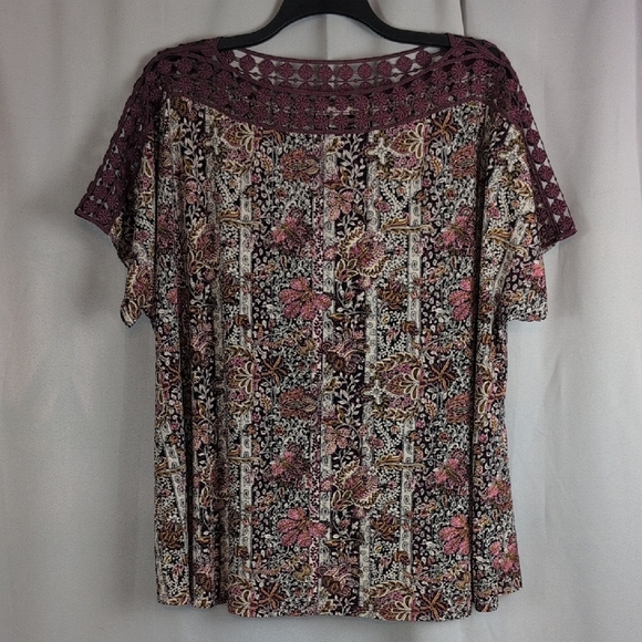 Cato Multicolor Floral Crochet Blouse - Picture 1 of 6